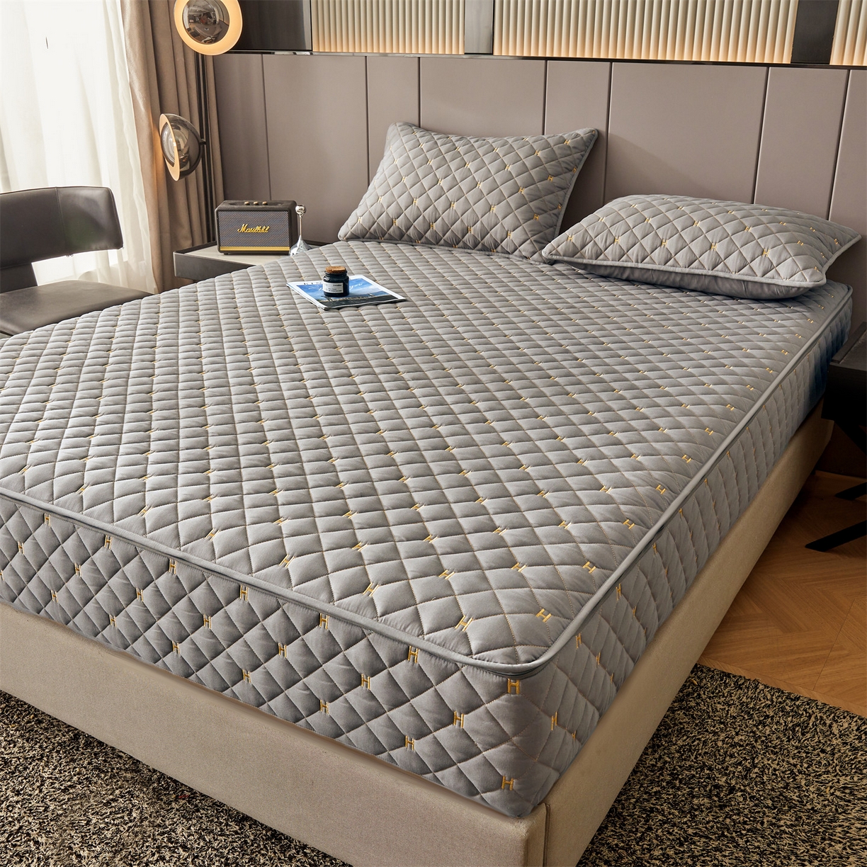 91家纺网 家纺一手货源 找家纺 （总）纤雅床笠 2025新款H刺绣磨毛全包单床笠床笠单件单品床笠