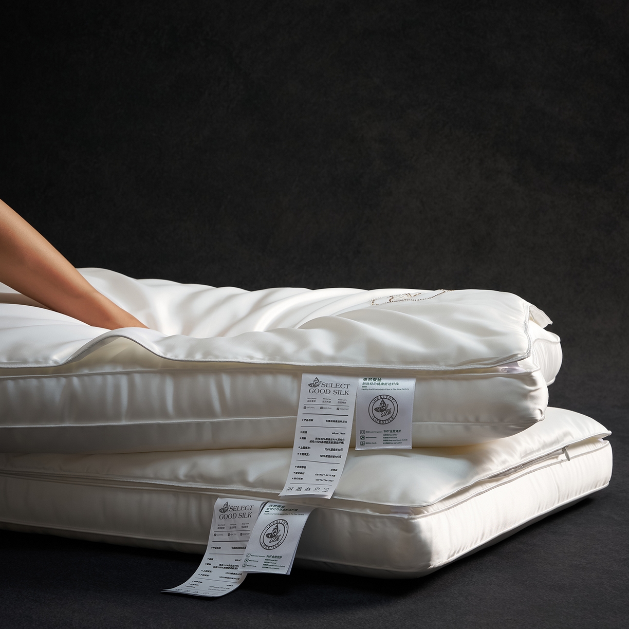 91家纺网 家纺一手货源 找家纺 （总）乐可 2025新款七星丝润蚕丝双层枕枕头枕芯