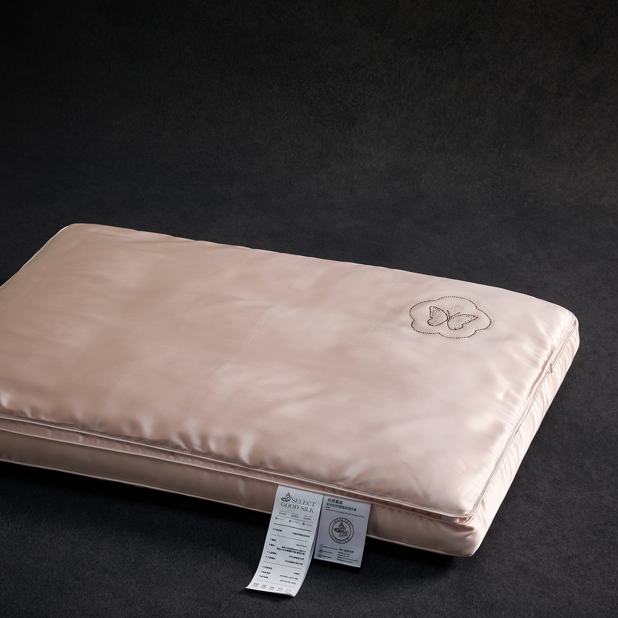 91家纺网 家纺一手货源 找家纺 乐可 2025新款七星丝润蚕丝双层枕枕头枕芯 七星蚕丝双层枕-粉