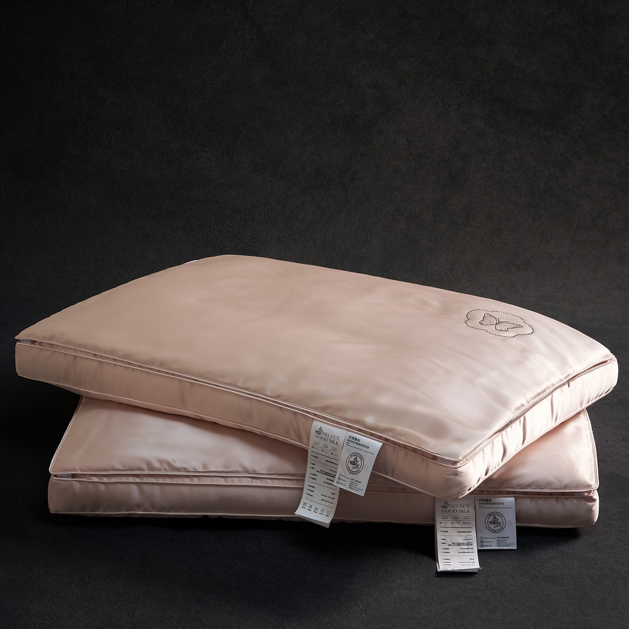 91家纺网 家纺一手货源 找家纺 乐可 2025新款七星丝润蚕丝双层枕枕头枕芯 七星蚕丝双层枕-粉