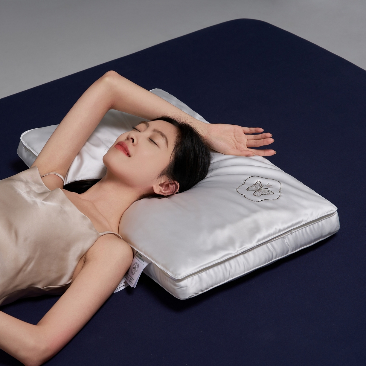 91家纺网 家纺一手货源 找家纺 乐可 2025新款七星丝润蚕丝双层枕枕头枕芯 七星蚕丝双层枕-白