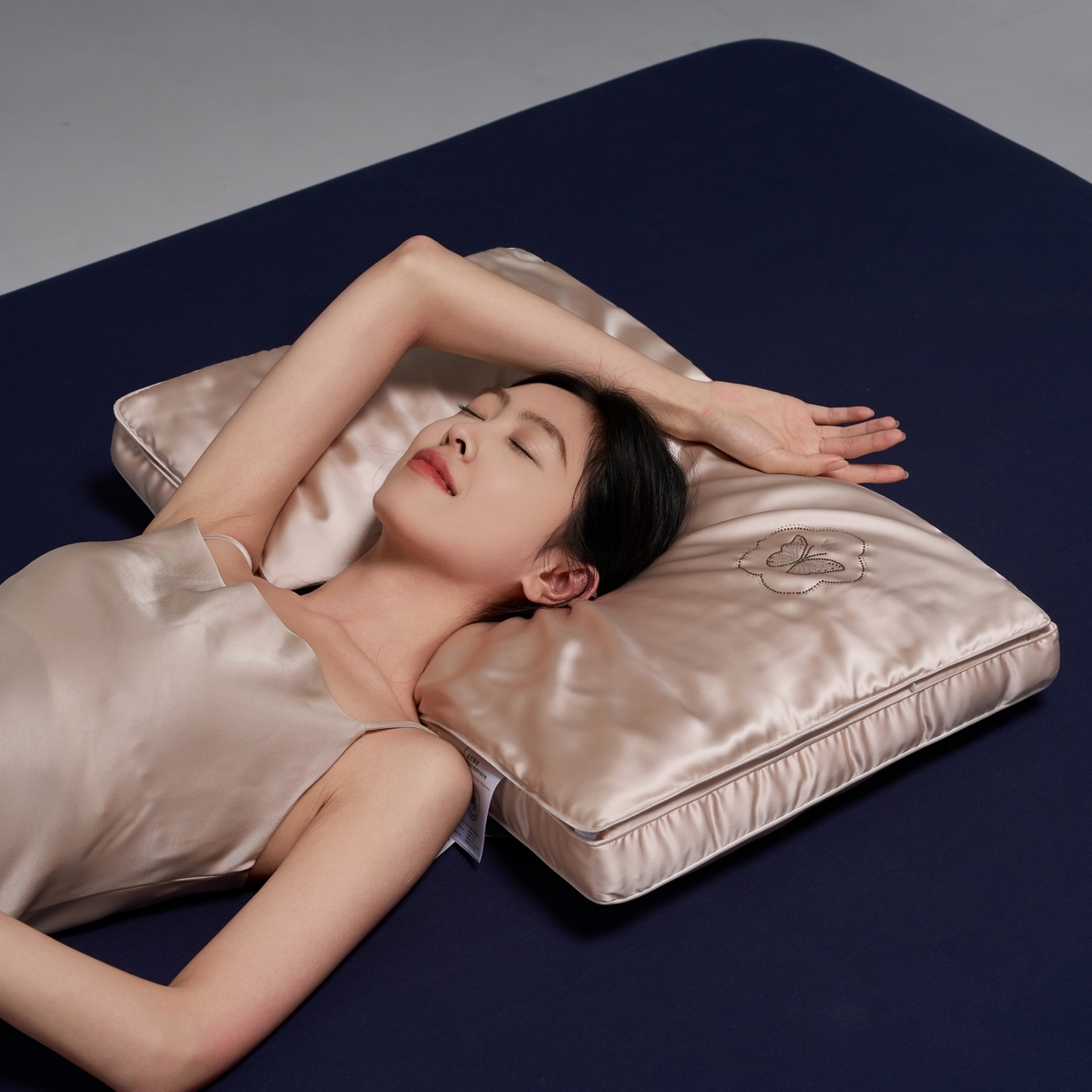 91家纺网 家纺一手货源 找家纺 乐可 2025新款七星丝润蚕丝双层枕枕头枕芯 七星蚕丝双层枕-香槟