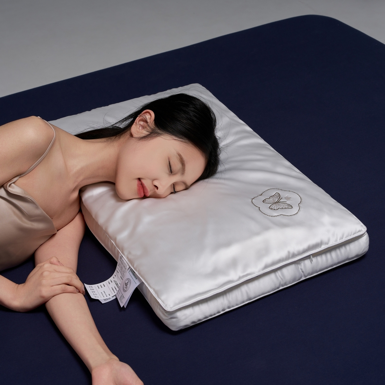 91家纺网 家纺一手货源 找家纺 乐可 2025新款七星丝润蚕丝双层枕枕头枕芯 七星蚕丝双层枕-白