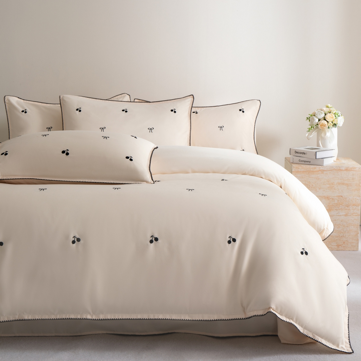 91家纺网 家纺一手货源 找家纺 花愿（原花纪） 2025新款水洗棉刺绣三角针四件套系列-芭提雅 芭提雅-奶昔白