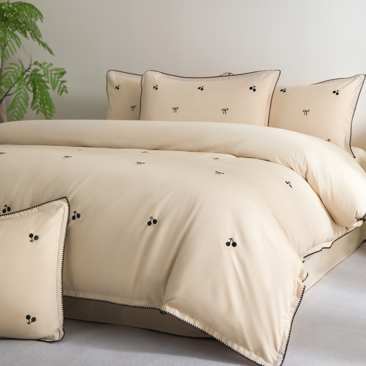 91家纺网 家纺一手货源 找家纺 花愿（原花纪） 2025新款水洗棉刺绣三角针四件套系列-芭提雅 芭提雅-梧桐杏