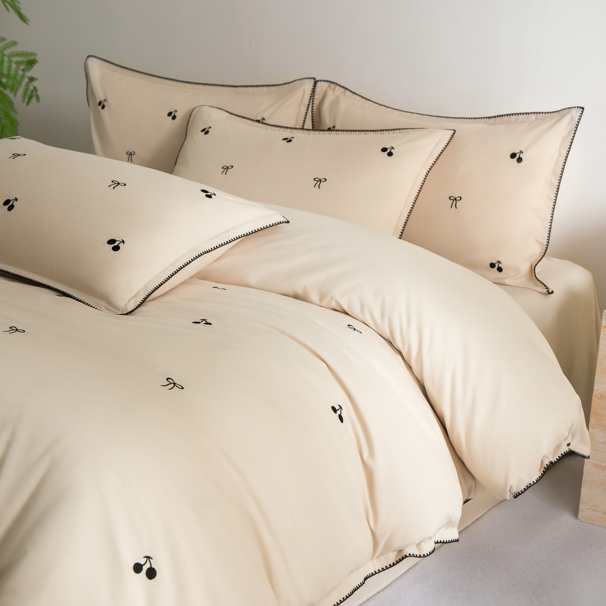 91家纺网 家纺一手货源 找家纺 花愿（原花纪） 2025新款水洗棉刺绣三角针四件套系列-芭提雅 芭提雅-梧桐杏