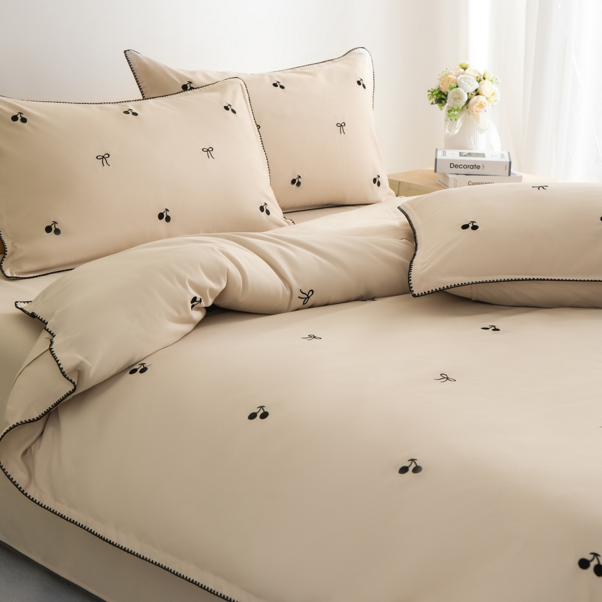 91家纺网 家纺一手货源 找家纺 花愿（原花纪） 2025新款水洗棉刺绣三角针四件套系列-芭提雅 芭提雅-梧桐杏