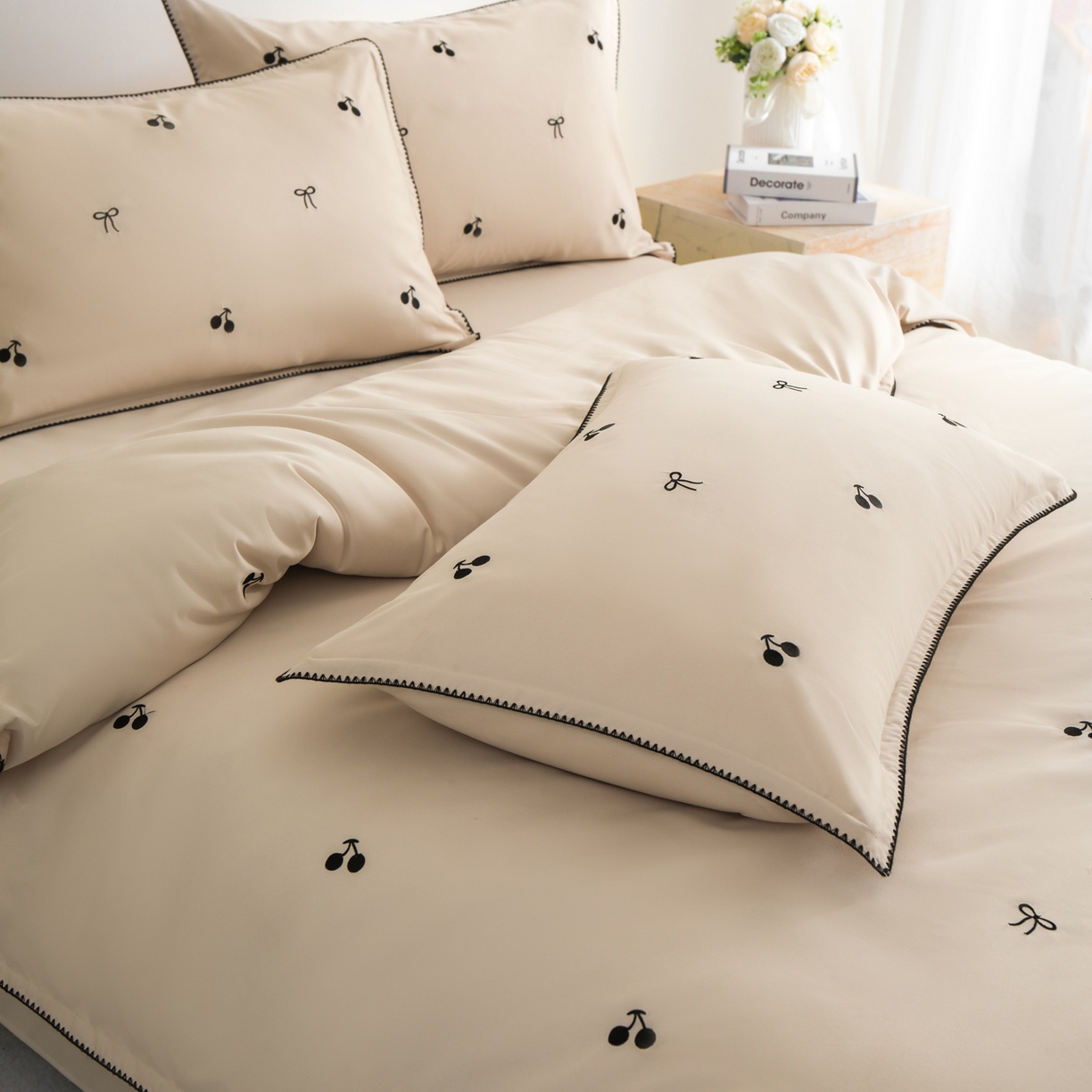 91家纺网 家纺一手货源 找家纺 花愿（原花纪） 2025新款水洗棉刺绣三角针四件套系列-芭提雅 芭提雅-梧桐杏