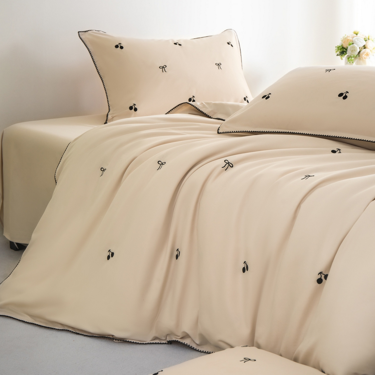 91家纺网 家纺一手货源 找家纺 花愿（原花纪） 2025新款水洗棉刺绣三角针四件套系列-芭提雅 芭提雅-梧桐杏