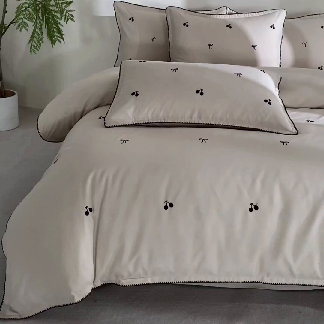 91家纺网 家纺一手货源 找家纺 花愿（原花纪） 2025新款水洗棉刺绣三角针四件套系列-芭提雅 芭提雅-梧桐杏