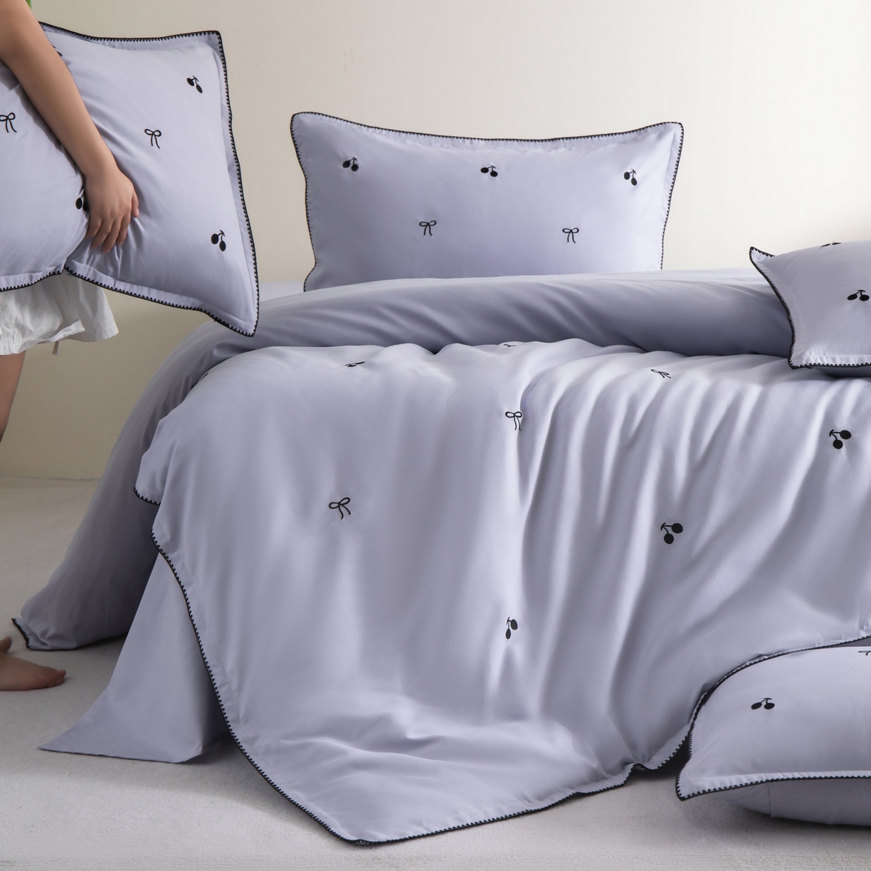 91家纺网 家纺一手货源 找家纺 花愿（原花纪） 2025新款水洗棉刺绣三角针四件套系列-芭提雅 芭提雅-星黛紫