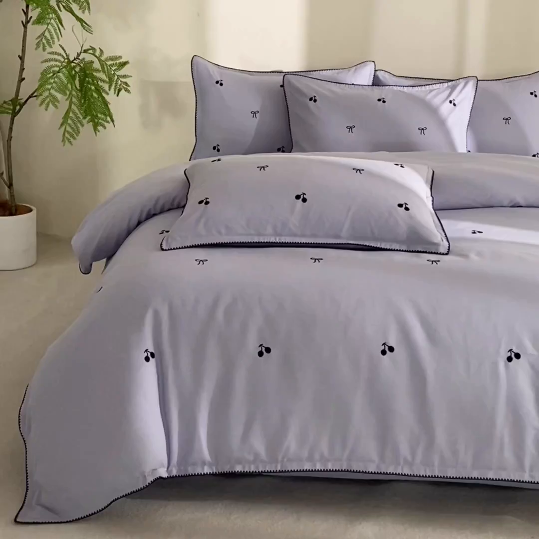 91家纺网 家纺一手货源 找家纺 花愿（原花纪） 2025新款水洗棉刺绣三角针四件套系列-芭提雅 芭提雅-星黛紫