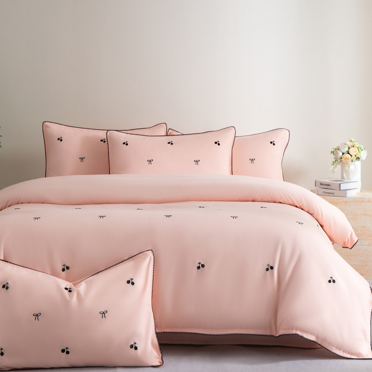 花愿（原花纪） 2025新款水洗棉刺绣三角针四件套系列-芭提雅 芭提雅-樱花粉