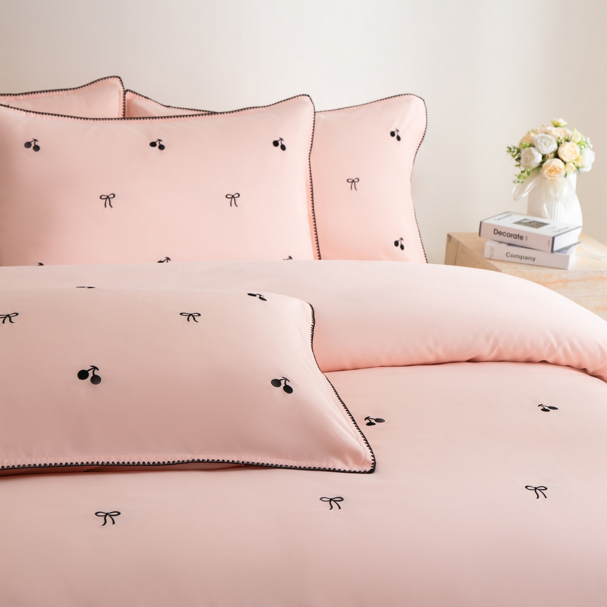 91家纺网 家纺一手货源 找家纺 花愿（原花纪） 2025新款水洗棉刺绣三角针四件套系列-芭提雅 芭提雅-樱花粉