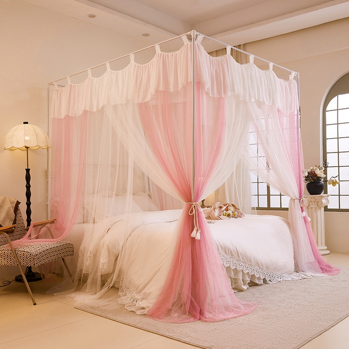 91家纺网 家纺一手货源 找家纺 （总）都市缘蚊帐 2025新款A200双层纱落地宫廷蚊帐烤漆支架