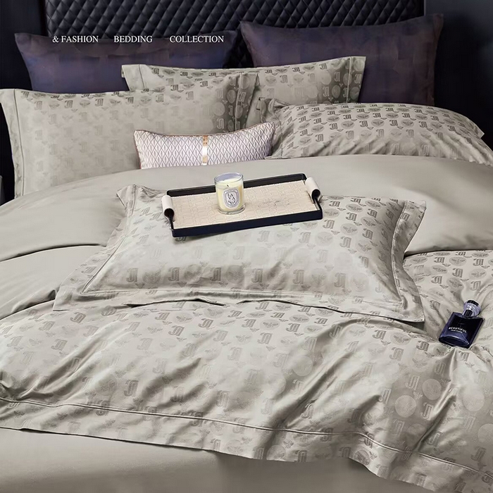 优姿家纺 2026新款全棉100支长绒棉提花四件套 芬妮橙月灰