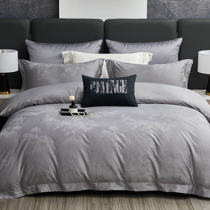 优姿家纺 2026新款全棉100支长绒棉提花四件套 森曼-时尚灰