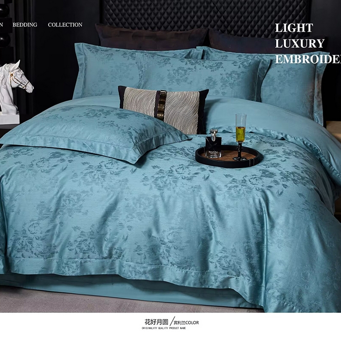 优姿家纺 2026新款全棉100支长绒棉提花四件套 花好月圆-宾利兰