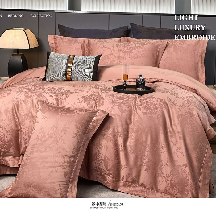 优姿家纺 2026新款全棉100支长绒棉提花四件套 梦中鸢尾-香槟