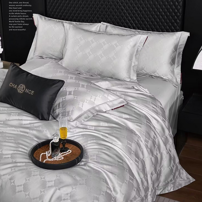 优姿家纺 2026新款全棉100支长绒棉提花四件套 布兰奇星空灰