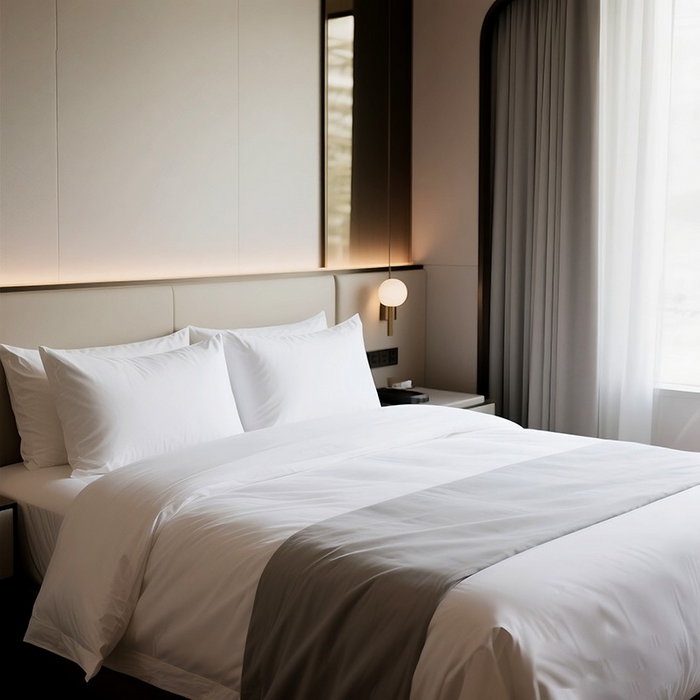 91家纺网 家纺一手货源 找家纺 （总）宜眠家纺 2025新款全棉双喷贡缎高端新款连锁酒店四件套60支贡缎全棉长绒棉五星级酒店宾馆四件套