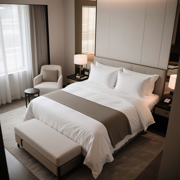 （总）宜眠家纺 2025新款全棉双喷贡缎高端新款连锁酒店四件套60支贡缎全棉长绒棉五星级酒店宾馆四件套