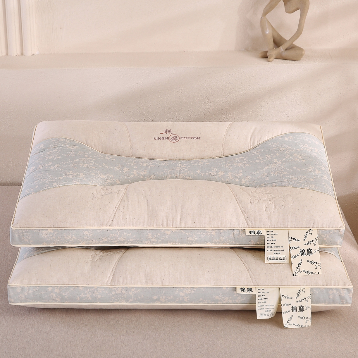 91家纺网 家纺一手货源 找家纺 （总）鼎晟纺 2025新款国潮棉麻秋冬不上火枕头学生成人枕芯
