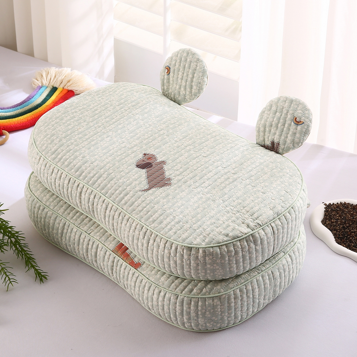 91家纺网 家纺一手货源 找家纺 （总）鼎晟纺 2025新款米奇耳朵全棉双层纱枕头枕芯可拆洗可替换内胆荞麦壳枕头枕芯