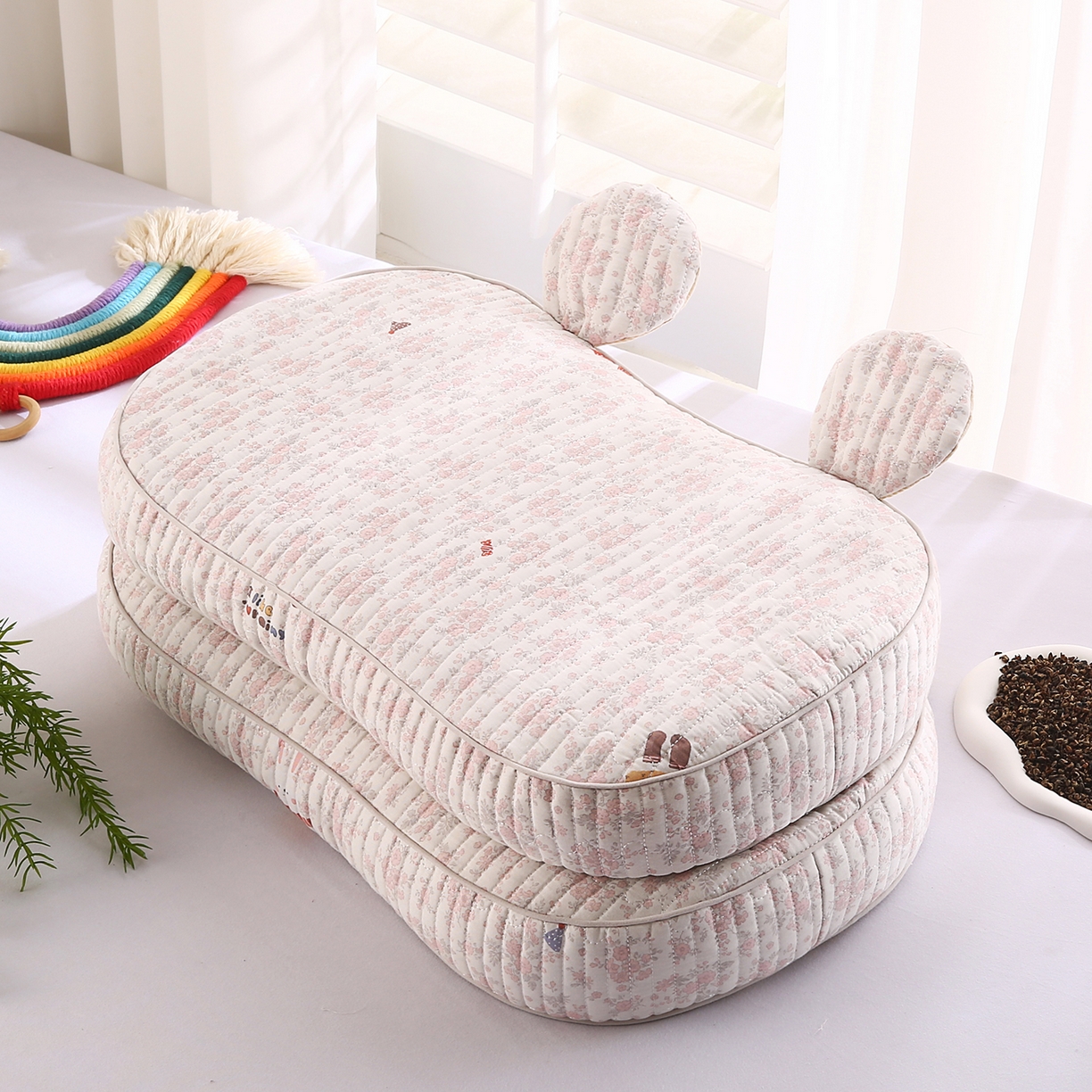 91家纺网 家纺一手货源 找家纺 （总）鼎晟纺 2025新款米奇耳朵全棉双层纱枕头枕芯可拆洗可替换内胆荞麦壳枕头枕芯