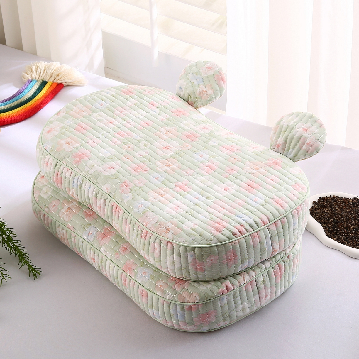 91家纺网 家纺一手货源 找家纺 （总）鼎晟纺 2025新款米奇耳朵全棉双层纱枕头枕芯可拆洗可替换内胆荞麦壳枕头枕芯