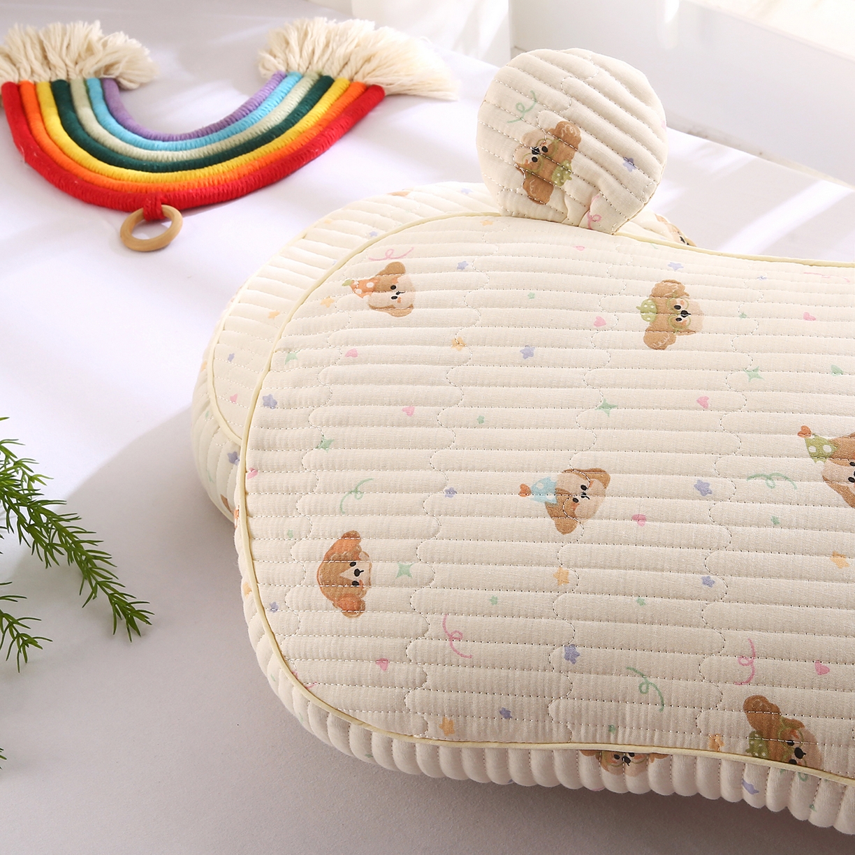 91家纺网 家纺一手货源 找家纺 鼎晟纺 2025新款米奇耳朵全棉双层纱枕头枕芯可拆洗可替换内胆荞麦壳枕头枕芯 星仔