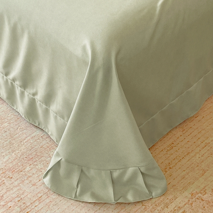 91家纺网 家纺一手货源 找家纺 大麦乐田 2025新款加厚磨毛植物羊绒韩版四件套 法式浪漫 绿