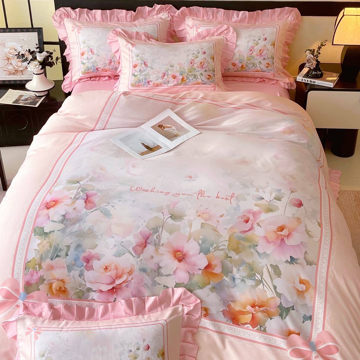 91家纺网 家纺一手货源 找家纺 大麦乐田 2025新款加厚磨毛植物羊绒韩版四件套 花屹恋人 玉