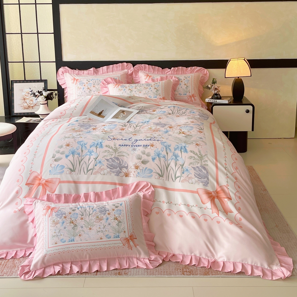 大麦乐田 2025新款加厚磨毛植物羊绒韩版四件套 甜蜜佳人 玉