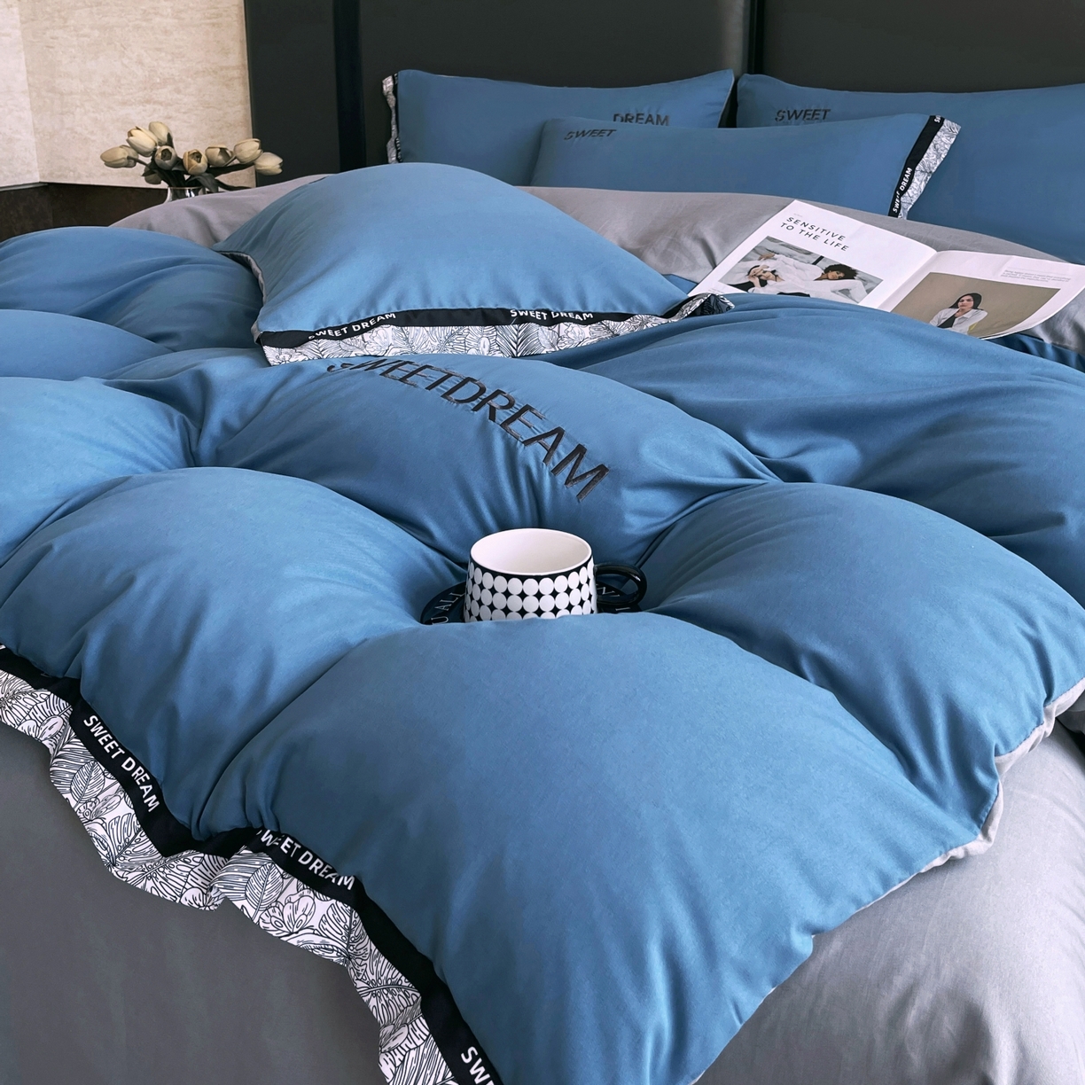 91家纺网 家纺一手货源 找家纺 （总）大麦乐田 2025新款法式轻奢碳素刺绣磨毛四件套-北欧风情