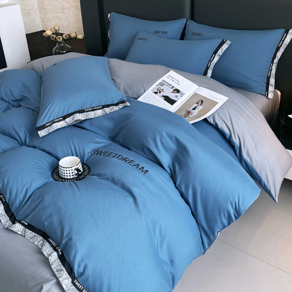 91家纺网 家纺一手货源 找家纺 （总）大麦乐田 2025新款法式轻奢碳素刺绣磨毛四件套-北欧风情