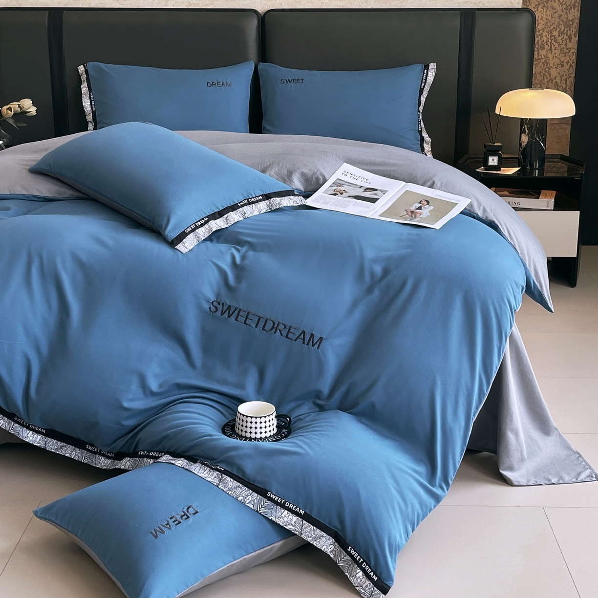 91家纺网 家纺一手货源 找家纺 （总）大麦乐田 2025新款法式轻奢碳素刺绣磨毛四件套-北欧风情