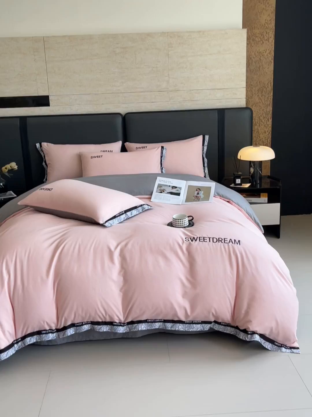 91家纺网 家纺一手货源 找家纺 大麦乐田 2025新款法式轻奢碳素刺绣磨毛四件套-北欧风情 北欧风情 香粉玉