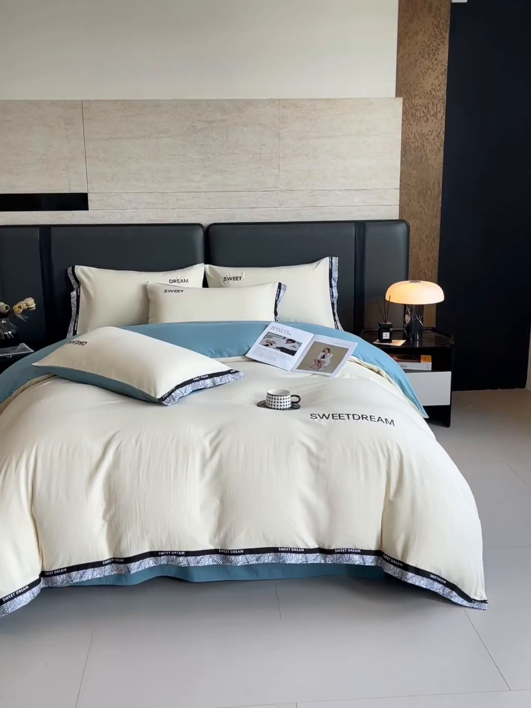 91家纺网 家纺一手货源 找家纺 大麦乐田 2025新款法式轻奢碳素刺绣磨毛四件套-北欧风情 北欧风情 奶白兰