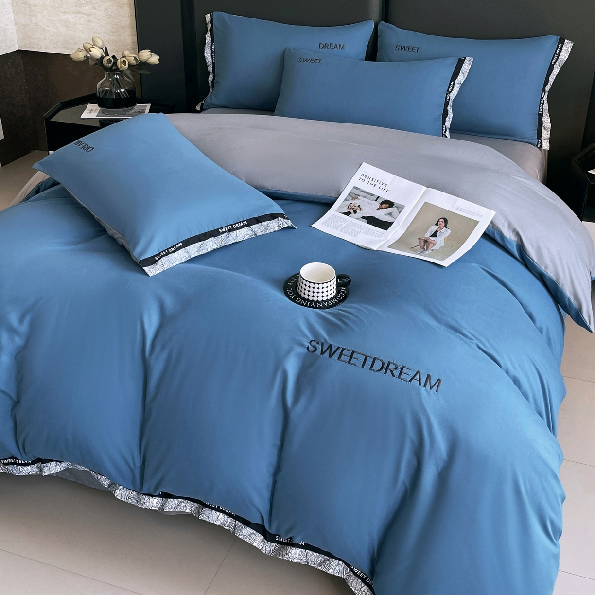 大麦乐田 2025新款法式轻奢碳素刺绣磨毛四件套-北欧风情 北欧风情 宾利兰