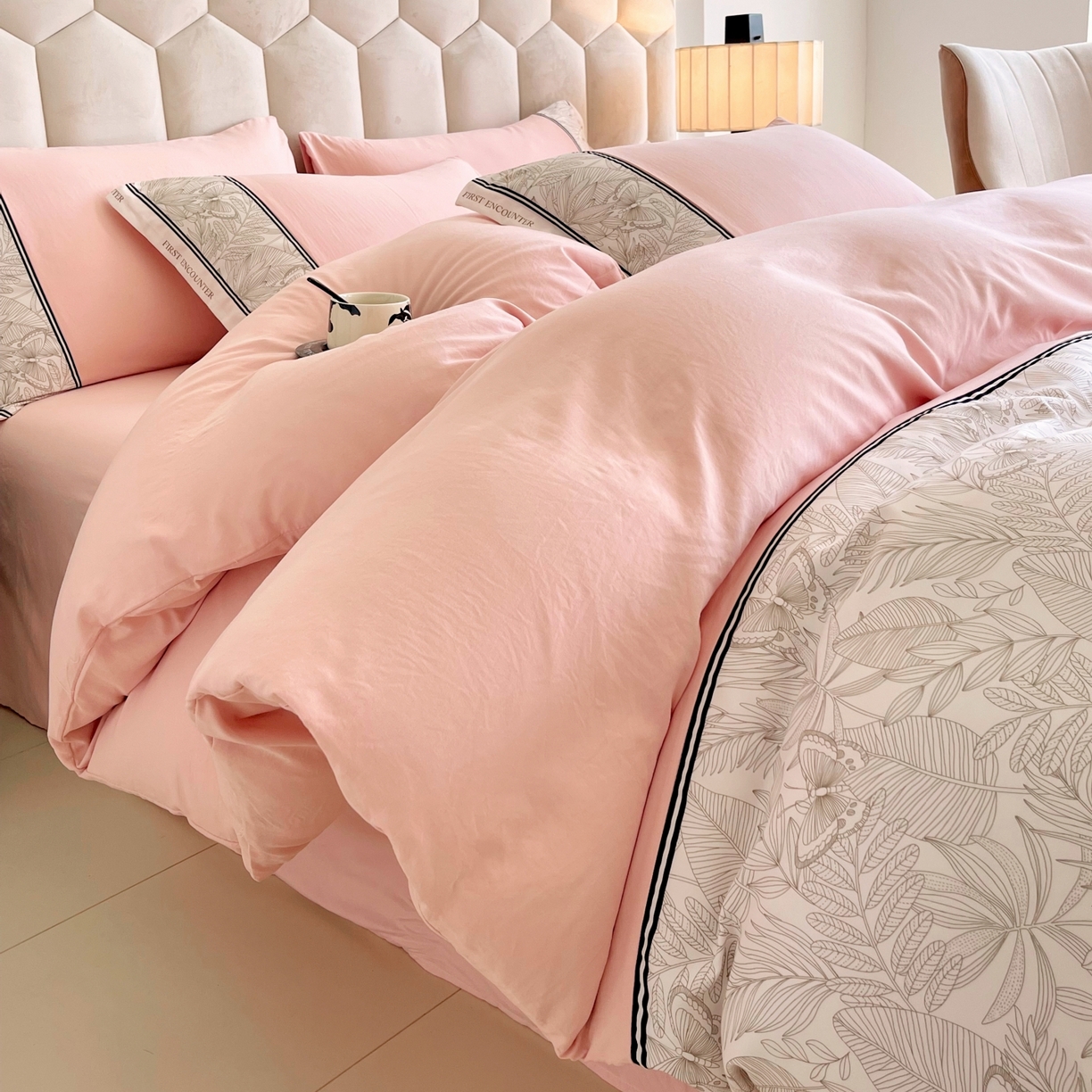 91家纺网 家纺一手货源 找家纺 （总）大麦乐田 2025新款法式轻奢碳素磨毛四件套-卡琳娜系列