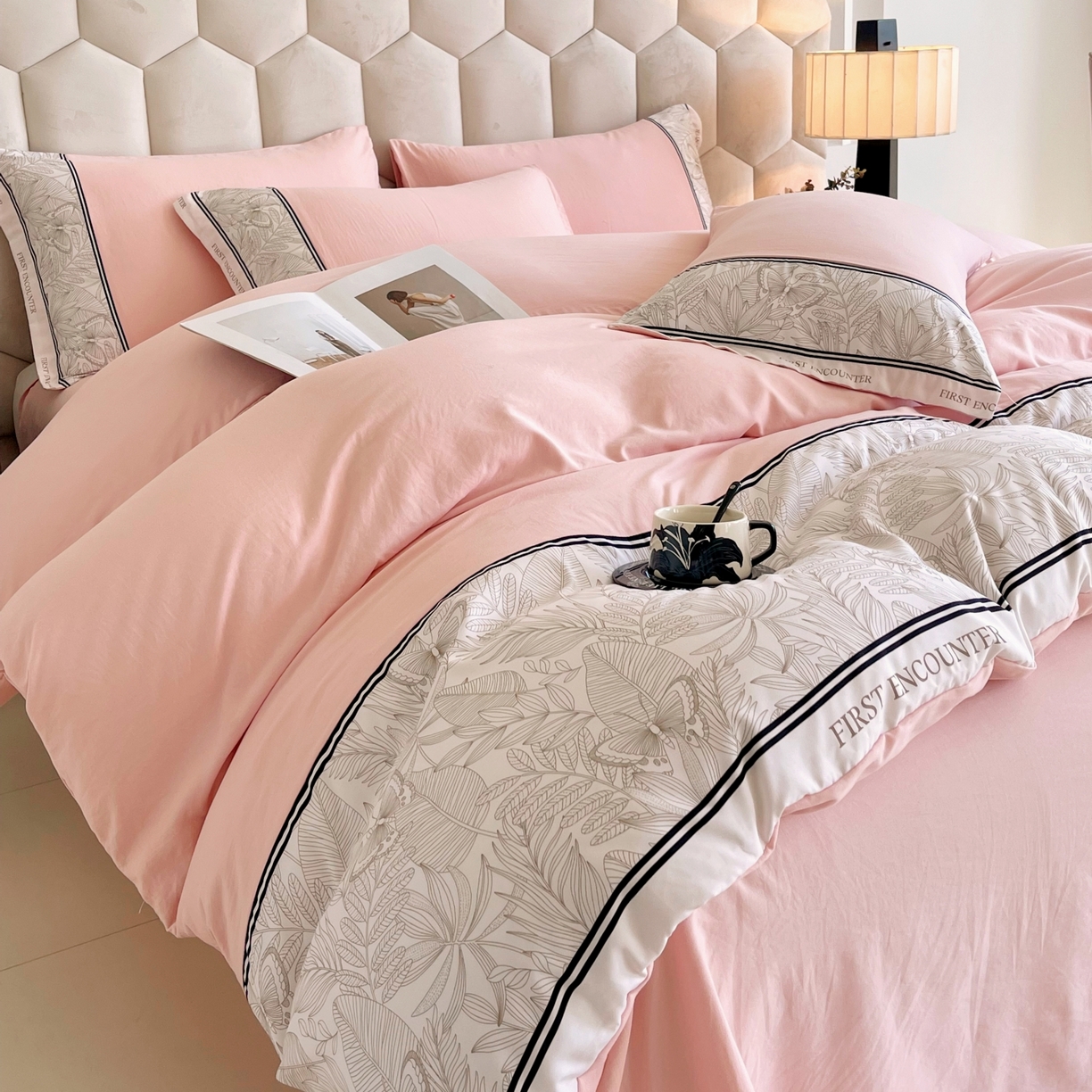 91家纺网 家纺一手货源 找家纺 （总）大麦乐田 2025新款法式轻奢碳素磨毛四件套-卡琳娜系列