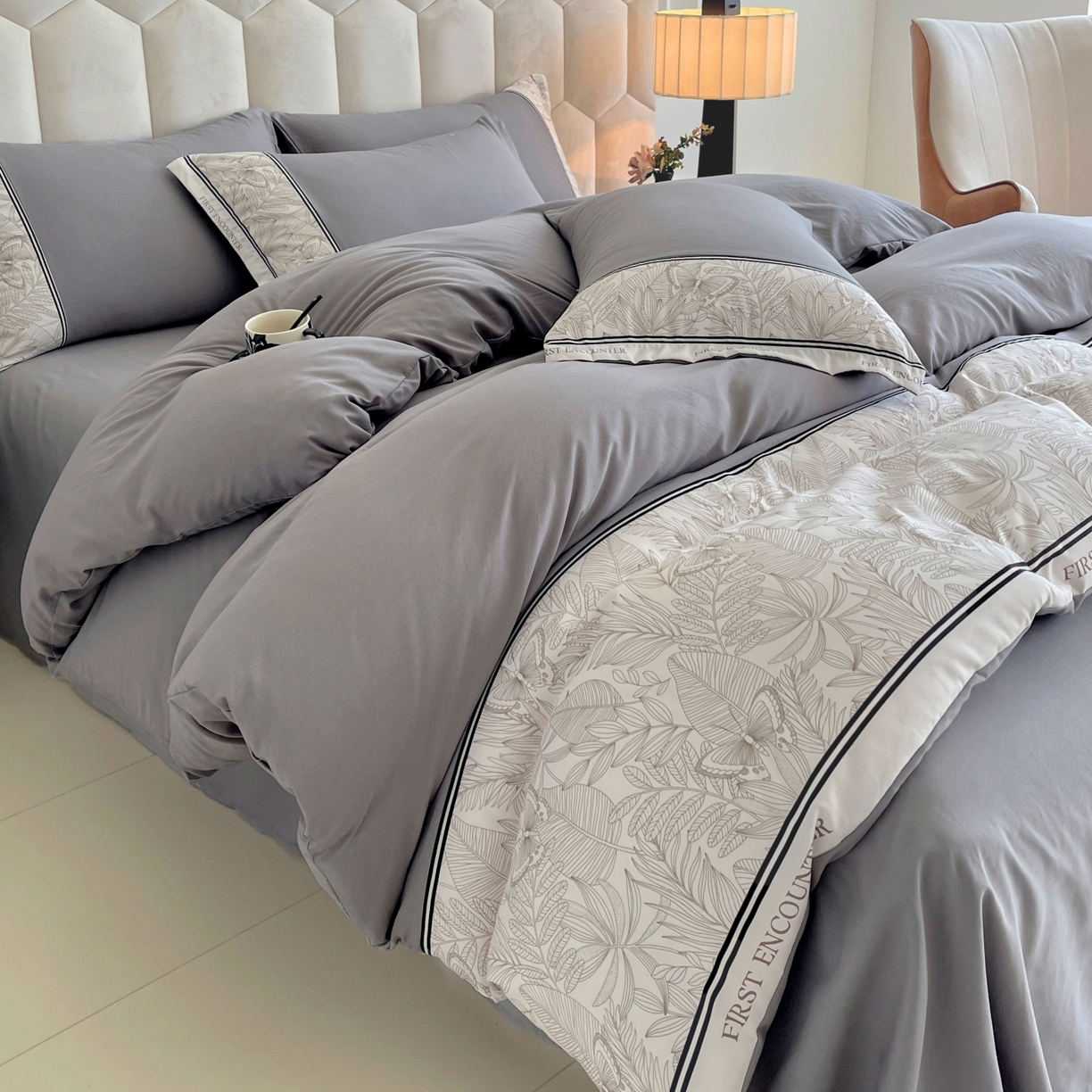 91家纺网 家纺一手货源 找家纺 （总）大麦乐田 2025新款法式轻奢碳素磨毛四件套-卡琳娜系列