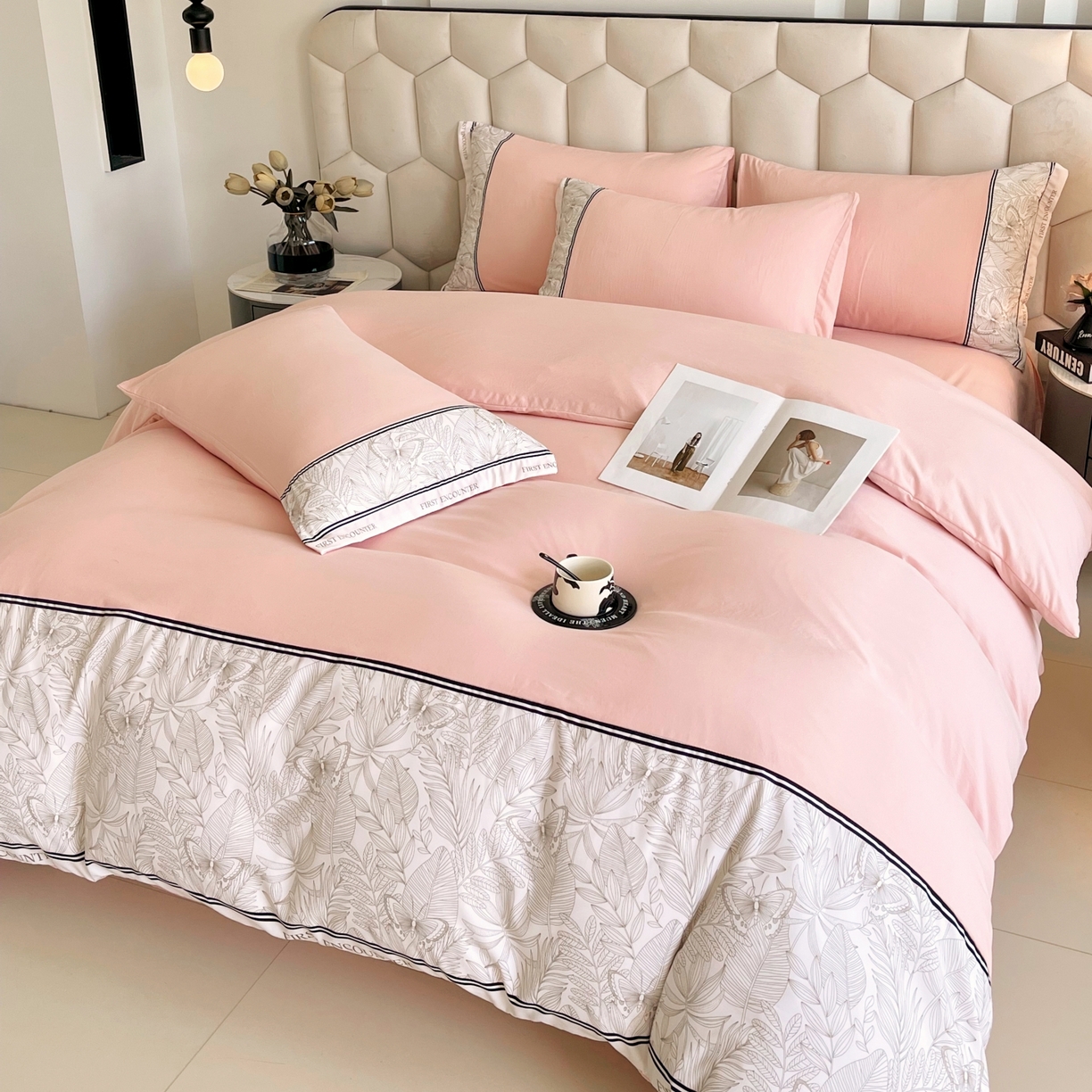 91家纺网 家纺一手货源 找家纺 （总）大麦乐田 2025新款法式轻奢碳素磨毛四件套-卡琳娜系列