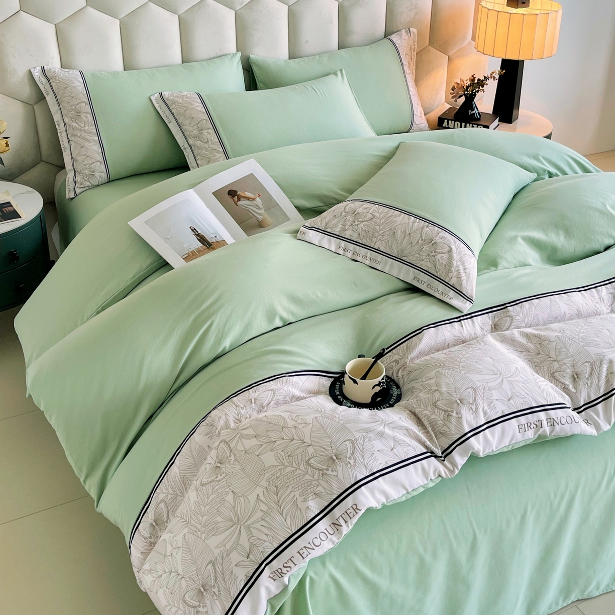 91家纺网 家纺一手货源 找家纺 （总）大麦乐田 2025新款法式轻奢碳素磨毛四件套-卡琳娜系列