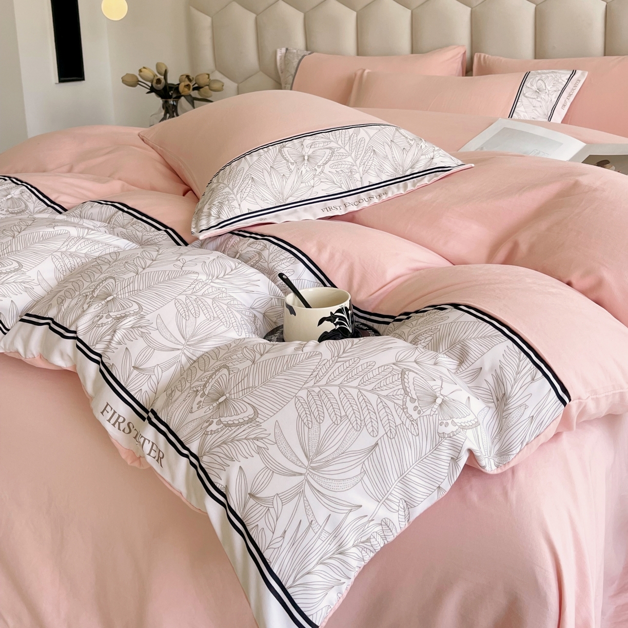 91家纺网 家纺一手货源 找家纺 （总）大麦乐田 2025新款法式轻奢碳素磨毛四件套-卡琳娜系列