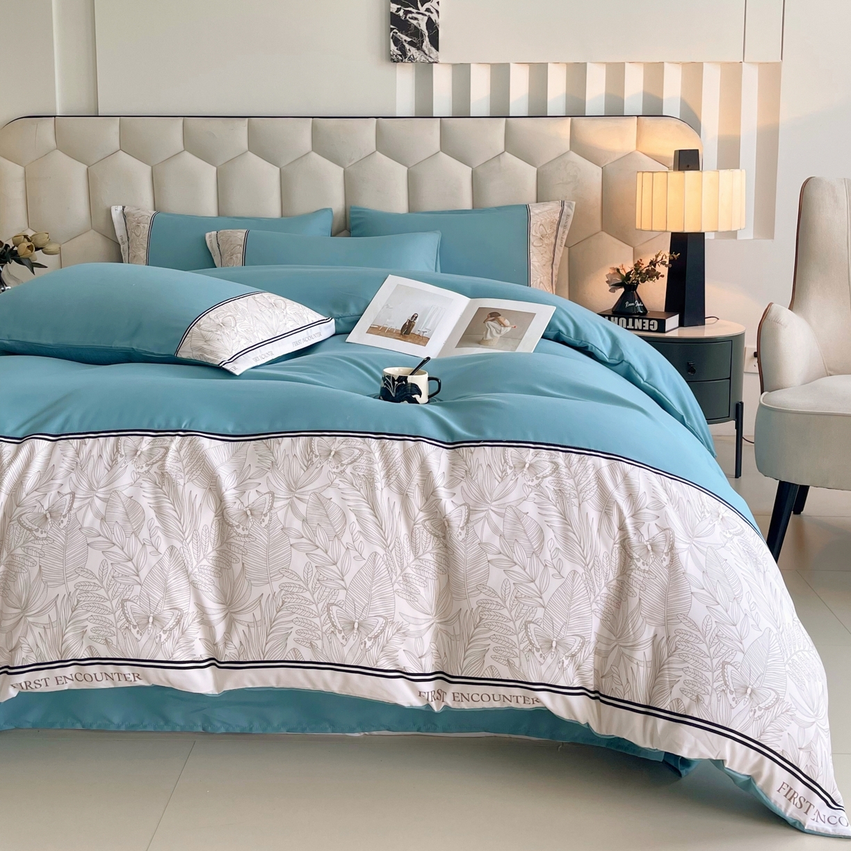 91家纺网 家纺一手货源 找家纺 大麦乐田 2025新款法式轻奢碳素磨毛四件套-卡琳娜系列 卡琳娜 艾丽兰