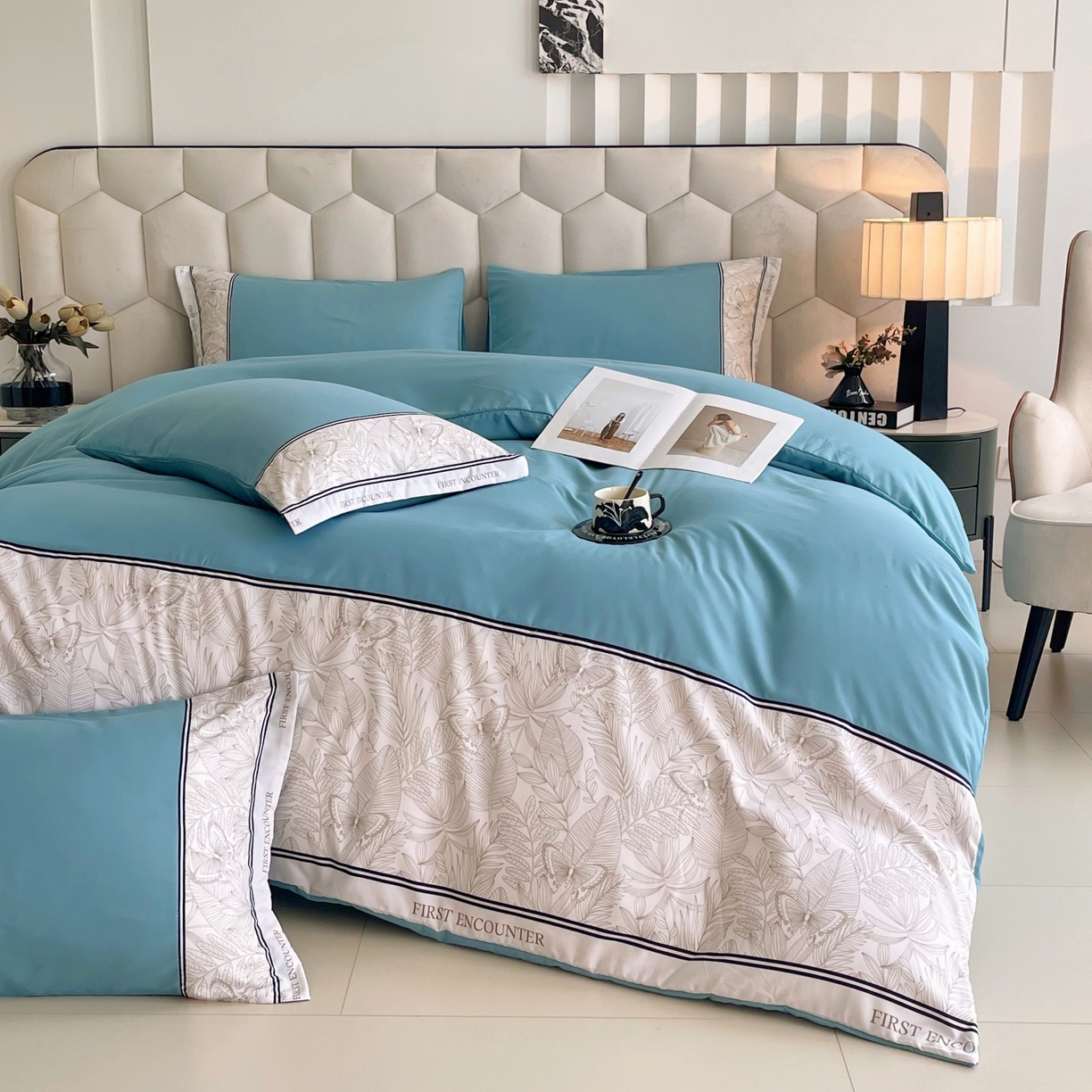 91家纺网 家纺一手货源 找家纺 大麦乐田 2025新款法式轻奢碳素磨毛四件套-卡琳娜系列 卡琳娜 艾丽兰