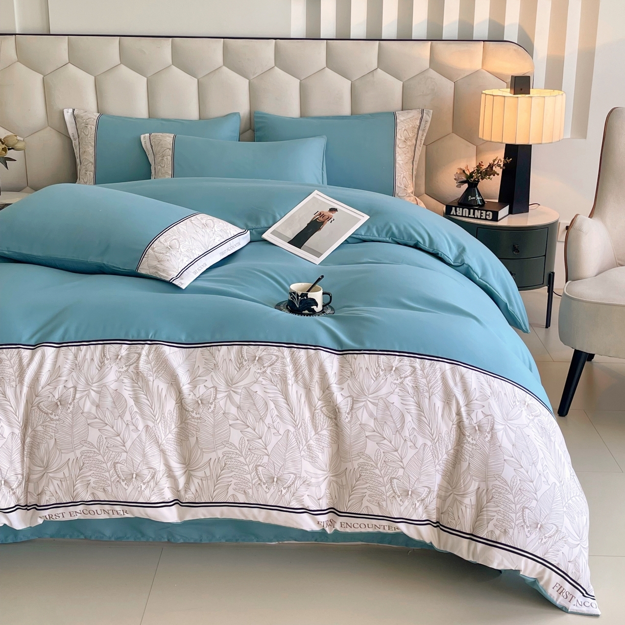 91家纺网 家纺一手货源 找家纺 大麦乐田 2025新款法式轻奢碳素磨毛四件套-卡琳娜系列 卡琳娜 艾丽兰