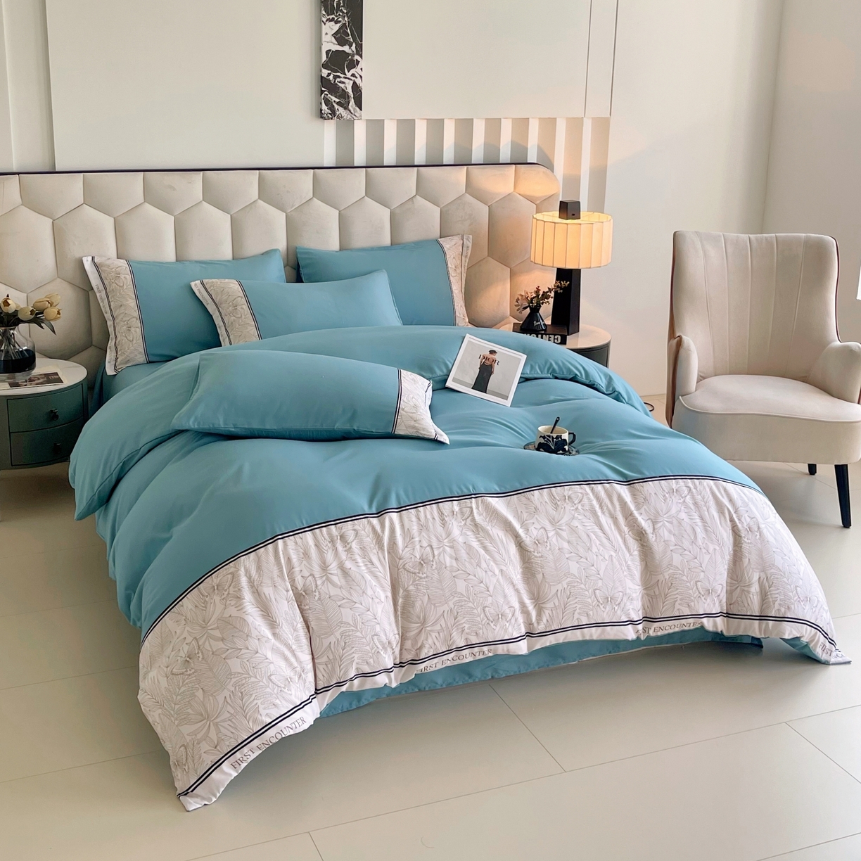 91家纺网 家纺一手货源 找家纺 大麦乐田 2025新款法式轻奢碳素磨毛四件套-卡琳娜系列 卡琳娜 艾丽兰